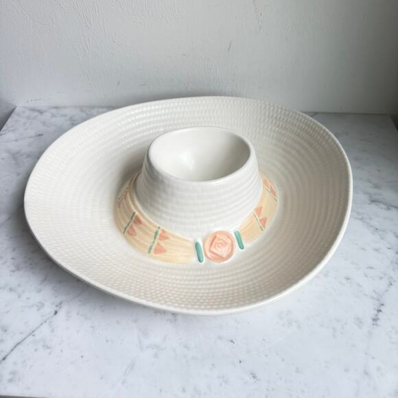 Vintage Ceramic Sombrero Chip & Dip Bowl – Made in USA Southwestern Serving Dish - Picture 2 of 6